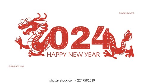 Happy Chinese ew Year, Year of the Dragon! Eastern calendar design template with Dragon beast. Asian traditional holiday celebration