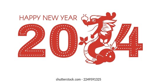 Happy Chinese ew Year, Year of the Dragon! Eastern calendar design template with Dragon beast. Asian traditional holiday celebration