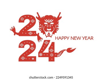 Happy Chinese ew Year, Year of the Dragon! Eastern calendar design template with Dragon beast. Asian traditional holiday celebration