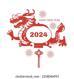 Happy Chinese ew Year, Year of the Dragon! Eastern calendar design template with Dragon beast. Asian traditional holiday celebration