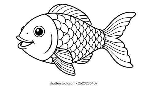 Happy Chinese Fish Spirit Drawing With Joyful Face Gracefully Curved Body Representing Prosperity Good Fortune Wealth