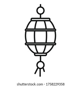Happy chinese lantern icon. Outline happy chinese lantern vector icon for web design isolated on white background