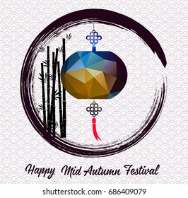 Happy Chinese Mid Autumn Festival or Lantern Festival with polygon style.
