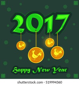 Happy Chinese New Rooster Year 2017 greeting background in vector