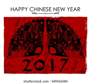 Happy Chinese New Rooster Year 2017 greeting background in vector
