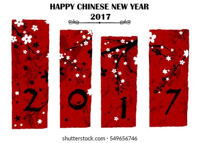 Happy Chinese New Rooster Year 2017 greeting background in vector