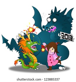 Happy Chinese New Year 2013!! Both Chinese and Western Dragon come to celebrate.