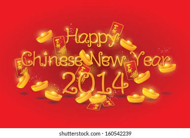 Happy Chinese New Year 2014 with ingots 