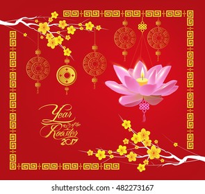 Happy Chinese new year 2017 card, Lotus lantern