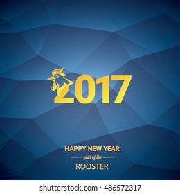 Happy Chinese new year 2017 with golden rooster , animal symbol of new year 2017