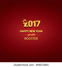 Happy Chinese new year 2017 with golden rooster , animal symbol of new year 2017