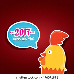 Happy Chinese new year 2017 with cartoon funny rooster , animal symbol of new year 2017. vector happy new year background