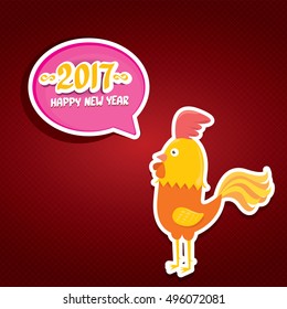 Happy Chinese new year 2017 with cartoon funny rooster , animal symbol of new year 2017. vector happy new year background