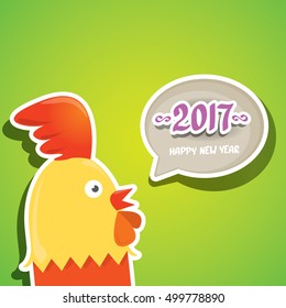 Happy Chinese new year 2017 with cartoon funny rooster , animal symbol of new year 2017. vector happy new year background