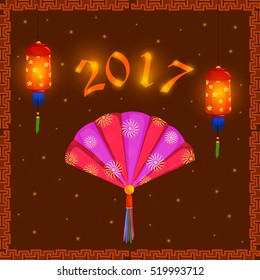 Happy Chinese New Year 2017 greeting background in vector
