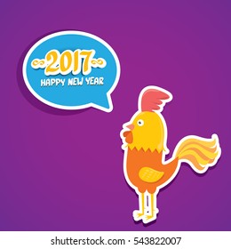 Happy Chinese new year 2017 with cartoon funny rooster. Vector animal symbol of new year 2017. vector happy new year background , greeting card or banner