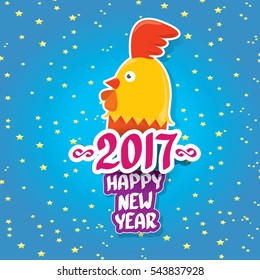 Happy Chinese new year 2017 with cartoon funny rooster. Vector animal symbol of new year 2017. vector happy new year background , greeting card or banner