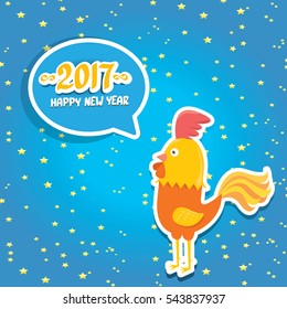 Happy Chinese new year 2017 with cartoon funny rooster. Vector animal symbol of new year 2017. vector happy new year background , greeting card or banner
