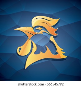 Happy Chinese new year 2017 with golden rooster , animal symbol of new year 2017
