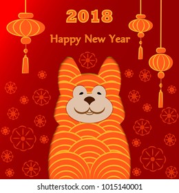  Happy Chinese New Year 2018 Year of Dog Vector Design