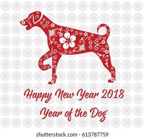 Happy Chinese new year 2018 card year of dog.