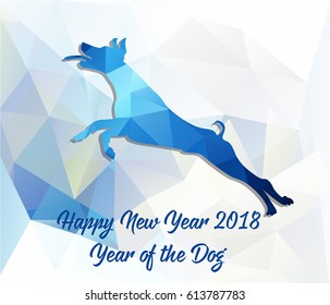 Happy Chinese new year 2018 card year of dog.
