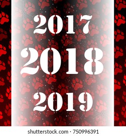 Happy Chinese New Year 2018! Greeting card for Year of the Dog. Vector illustration for traditional Chinese festival. Elegant design in red and gold colors template for calendar, poster, banner, greet