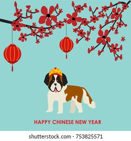Happy Chinese New Year 2018 with dogs in chinese costume illustration EPS10.
