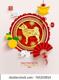 Happy Chinese New Year 2018 Year of Dog Vector Design (Chinese Translation: Year of Dog; Prosperity) Happy Chinese New Year 2018 Year of Dog Vector Design (Chinese Translation: Year of Dog; Prosperity)