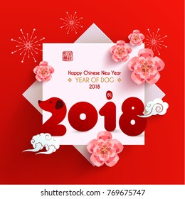 Happy Chinese New Year 2018 Vector Design (Chinese Translation: Year of Dog; Prosperity)
