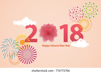 happy chinese new year 2018, year of dog ,chinese wording translation : wish happiness