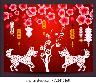 Happy  Chinese New Year  2018 year of the dog.  Lunar new year.  