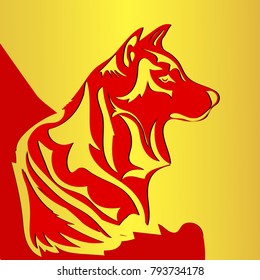 Happy Chinese New Year 2018 Of The Dog vector. Lunar Chinese New Year, Chinese Zodiac. Design for greeting cards, flyers, banners, posters, invitations. Chinese Translation: Auspicious Year of the dog