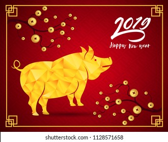 Happy  Chinese New Year  2019 year of the pig.  Lunar new year