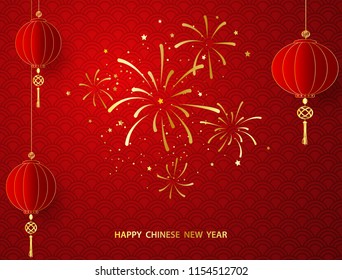 Happy chinese new year 2019 banner card vector graphic and background