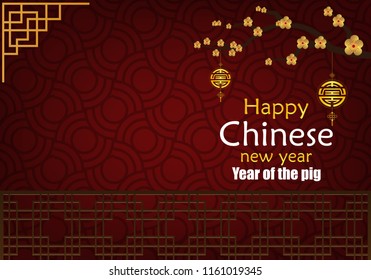 Happy chinese new year 2019 ,Zodiac pig ,greeting card. (year of the pig) illustration vector
