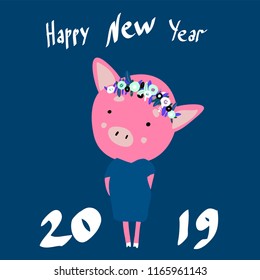 Happy chinese new year 2019 Zodiac sign  Year of the pig