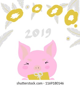 Happy chinese new year 2019 Zodiac sign  Year of the pig