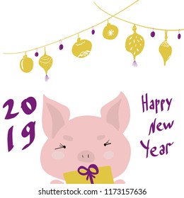Happy chinese new year 2019 Zodiac sign  Year of the pig