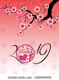 Happy  Chinese New Year  2019 year of the pig.  Lunar new year