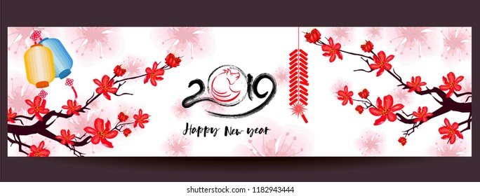Happy  Chinese New Year  2019 year of the pig.  Lunar new year
