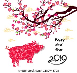Happy  Chinese New Year  2019 year of the pig.  Lunar new year
