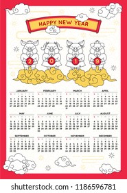 happy chinese new year 2019 calendar,year of the pig,holiday background