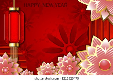 Happy Chinese New Year 2019, Year of the pig, Paper cut style, wealthy, Zodiac sign for greetings card, posters, brochure, calendar
