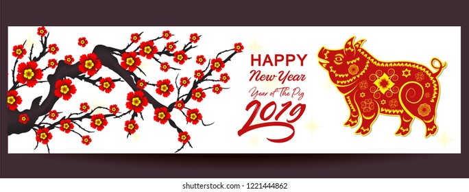 Happy  Chinese New Year  2019 year of the pig.  Lunar new year