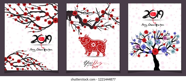 Happy  Chinese New Year  2019 year of the pig.  Lunar new year