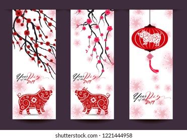 Happy  Chinese New Year  2019 year of the pig.  Lunar new year