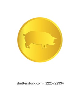 Happy Chinese new year 2019. background. pig symbol. coin. logo design.