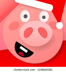 Happy chinese new year 2019 pig zodiac sign on red background vector illustration