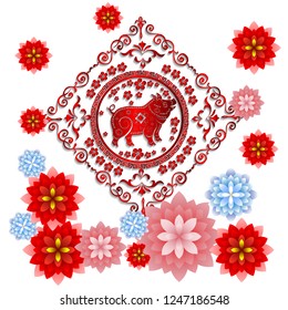 Happy  Chinese New Year  2019 year of the pig.  Lunar new year